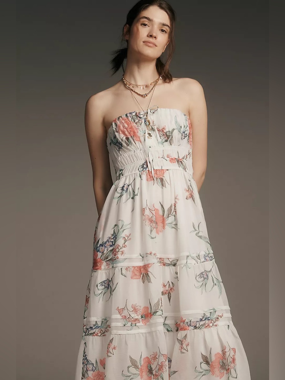 NWT Size XXS - The Somerset Strapless Chiffon Midi Dress